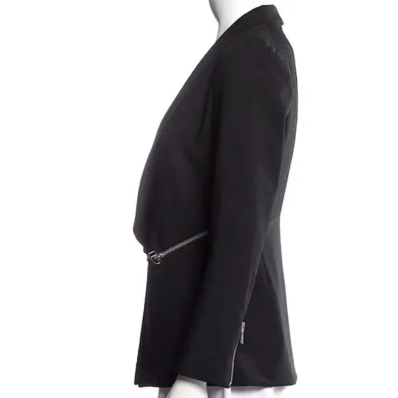 Veronica Beard Textured Black Blazer Jacket with Silver Zipper Detailing Size 0 - Picture 4 of 15